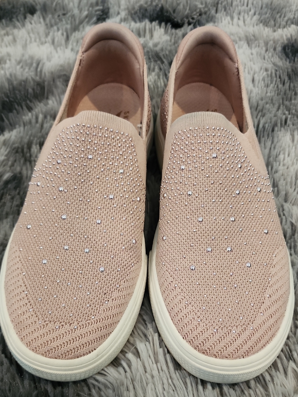 Skechers Slip-On Knit Sneakers with Crystal Details - Blush